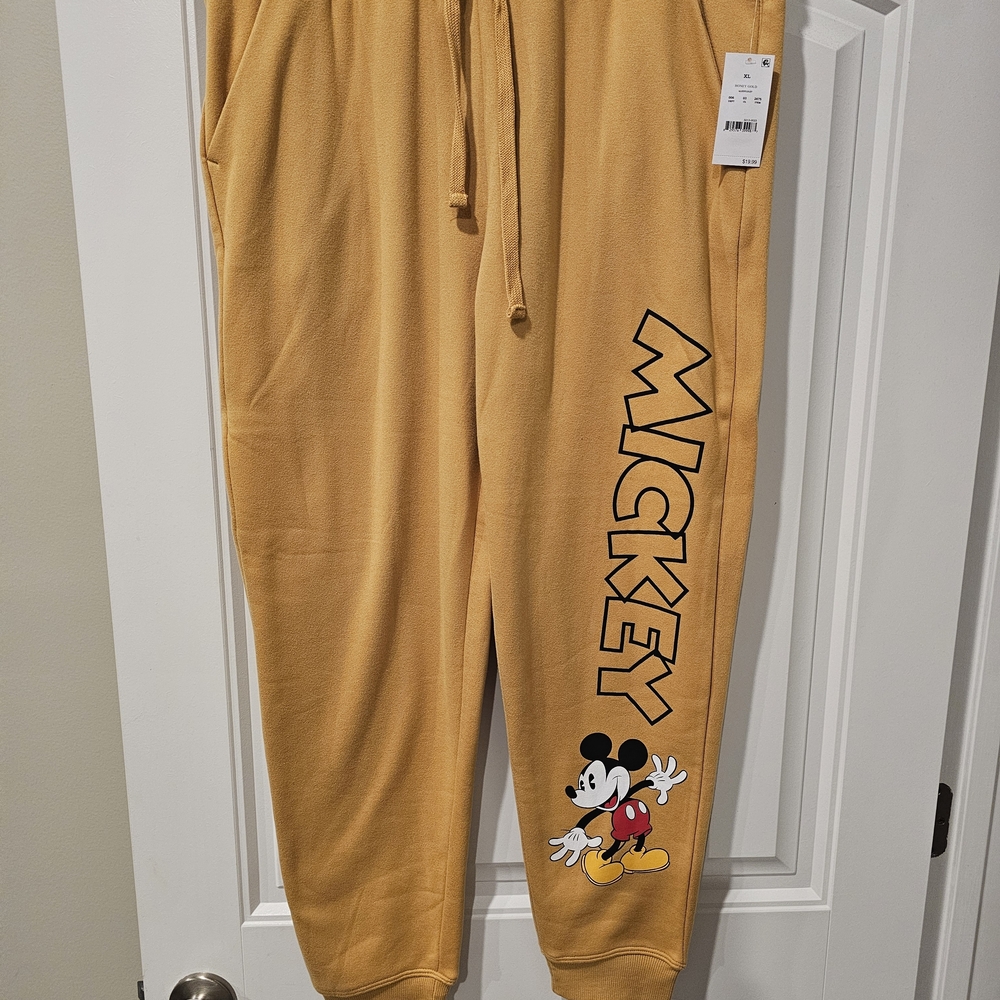 Disney Women's Sweatpants with Mickey Design - Mustard